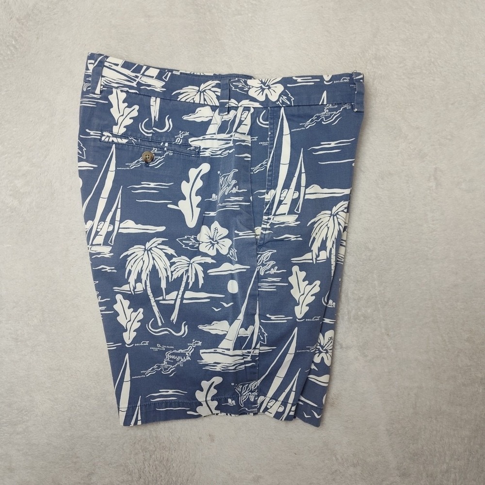 Vineyard Vines Shorts Mens 36 Blue 7" Nautical Boating Palm Tree Hawaiian Chino